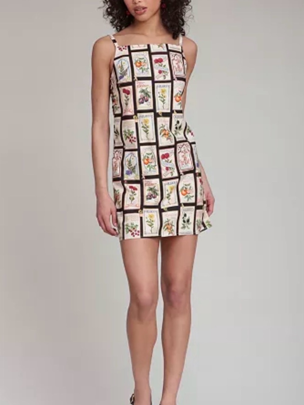 Avec Les Filles Botanical-Print Square-Neck Mini Dress in size 6 NWT - Picture 4 of 7